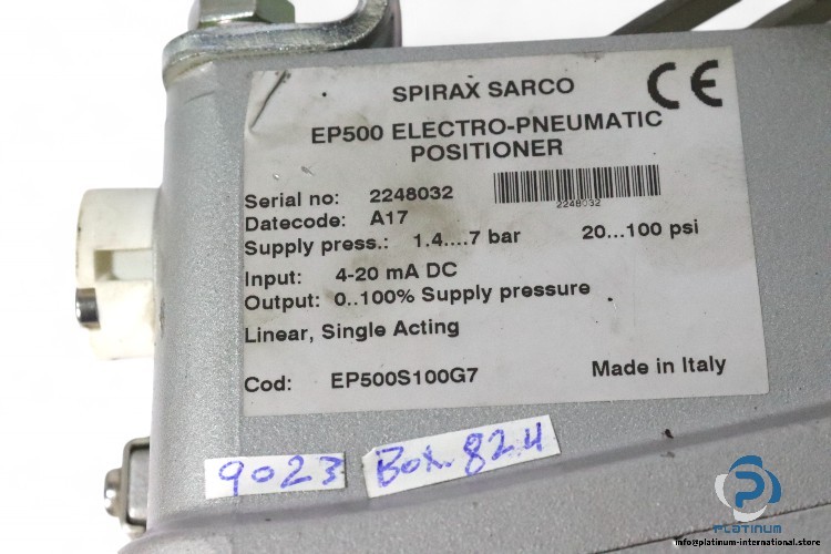 SPIRAX SARCO EP500S100G7 ELECTROPNEUMATIC POSITIONER_20 to 100 psi_Single-acting