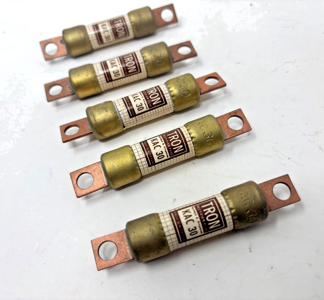 Lot of (5) Bussmann KAC 30 Tron Rectifier Fuses
