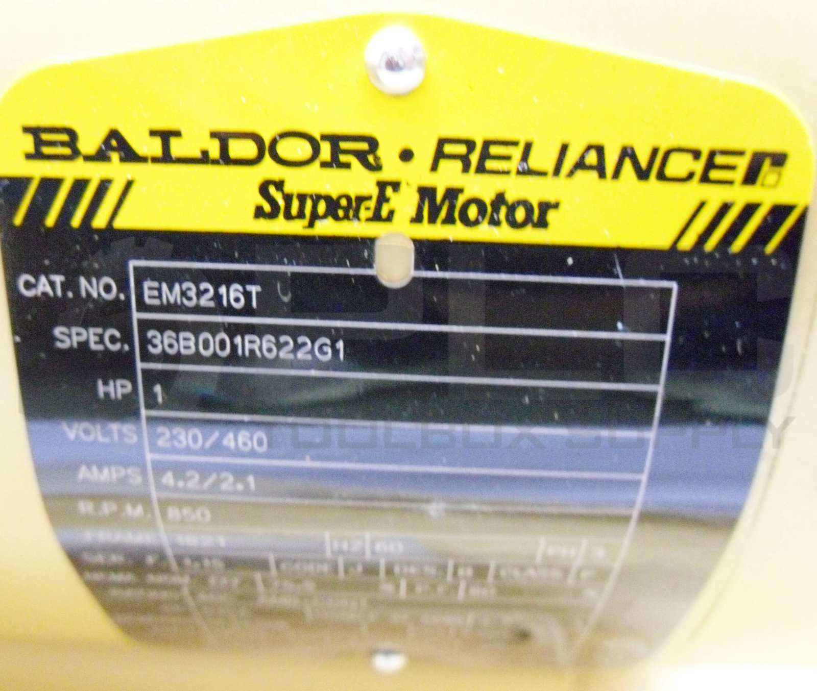 NEW BALDOR EM3216T SUPER E MOTOR SPEC 36B001R622G1 HP 1 230/460V RPM 850