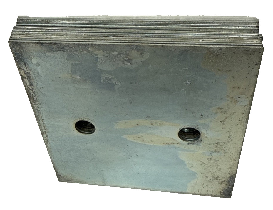 (Lot of 12) 4.25″ Square Shims Zinc Coated, Some Flaws 1mm Thick, 2 holes 7/16″