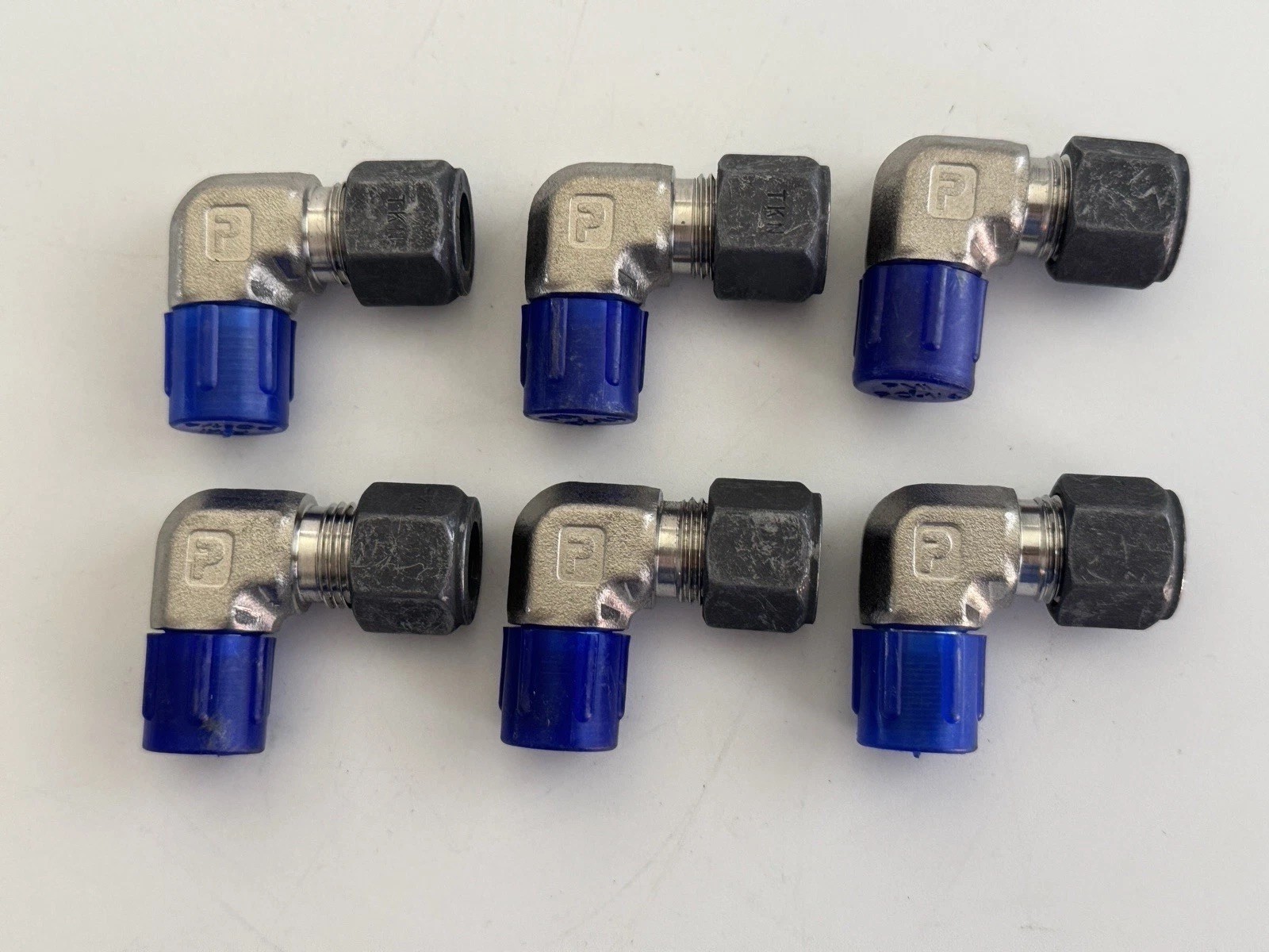 Lot of 6 Parker 316 SS OAET 3/8” Tube x 3/8” NPT Male Elbow Fittings A-LOK