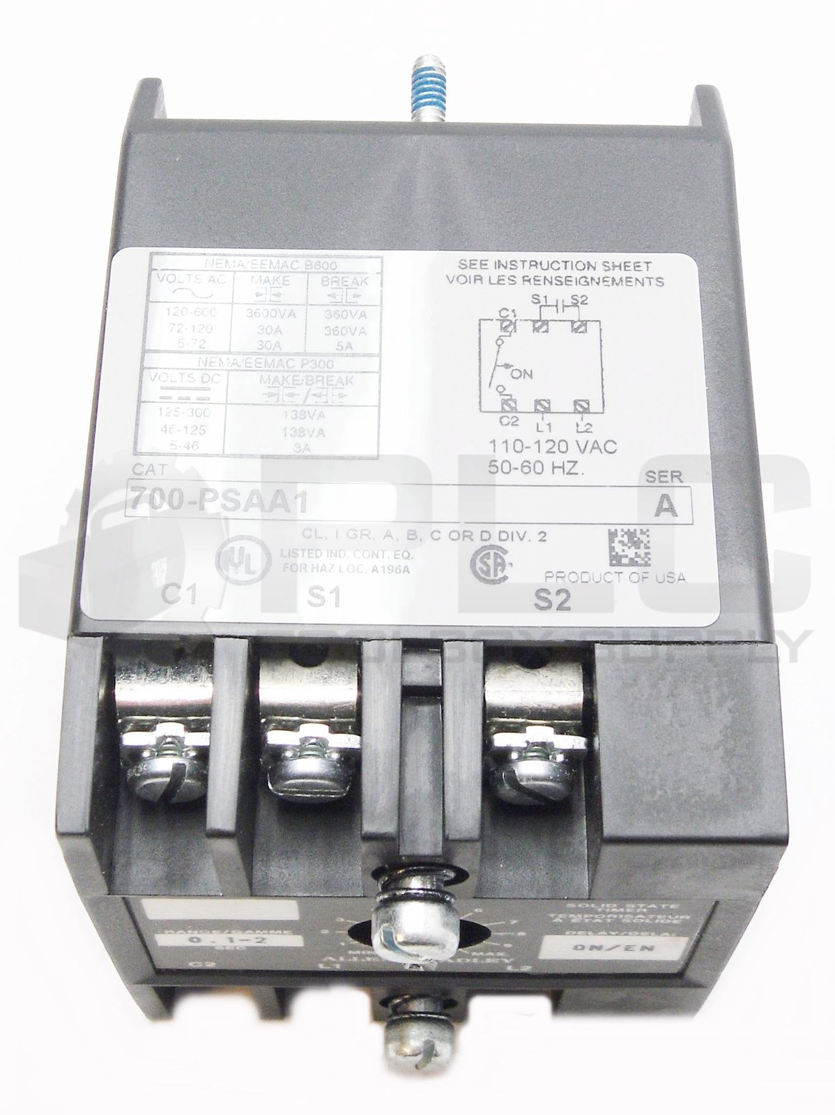 NEW ALLEN BRADLEY 700-PSAA1 /A TIMING RELAY 115-120V 60HZ 110V 50HZ 0.1-2S DELAY