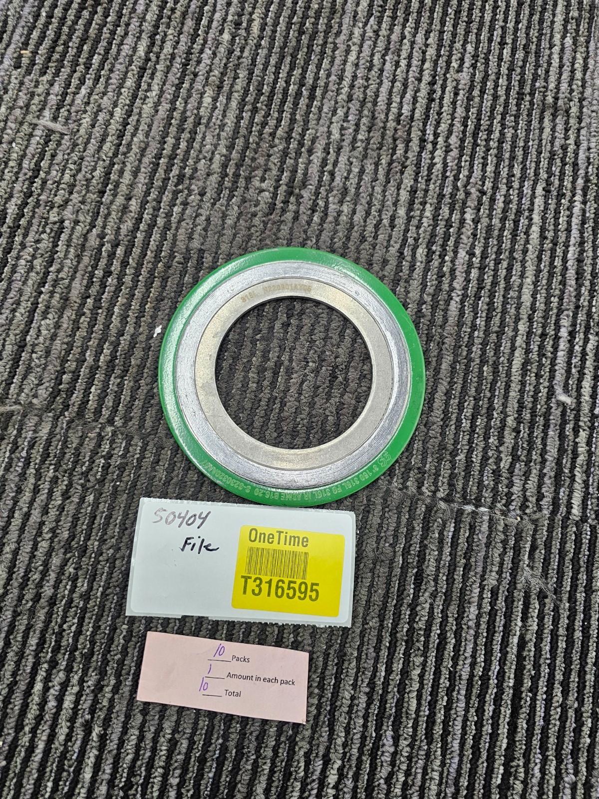 (QTY 10) 3S 3″ SPIRAL WOUND GASKET 150 316L FG 316L IR ASME B16.20