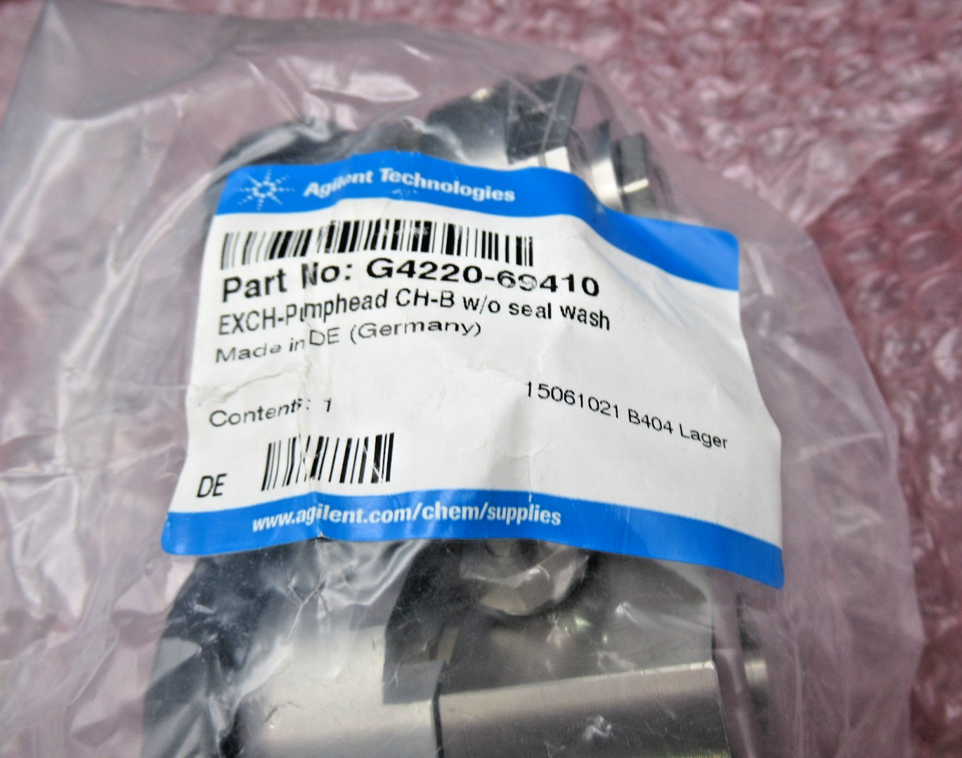 Agilent Technologies G4220-69410 Pump Head, Channel B, W/O Seal Wash