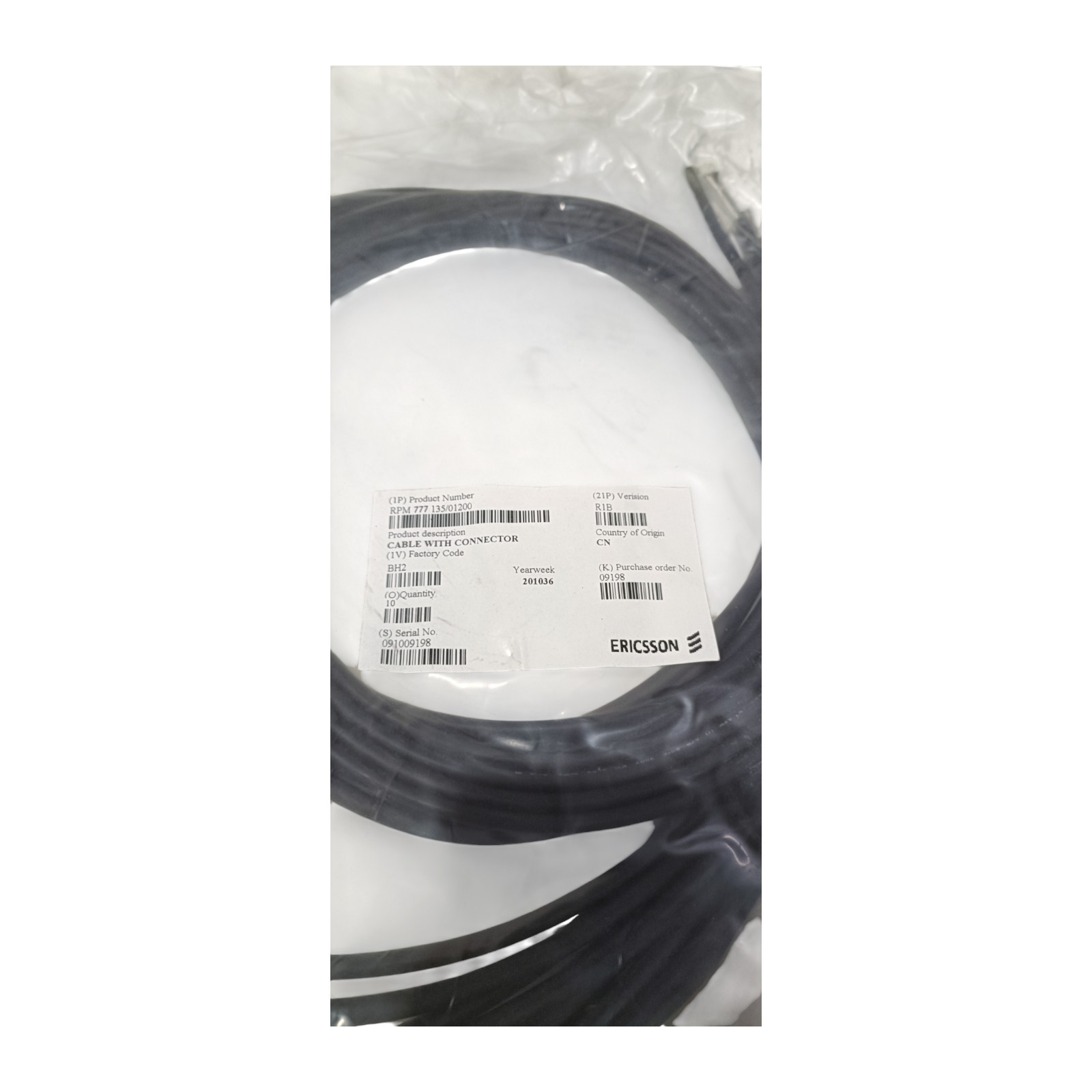 10-Pcs Ericsson BH2-91009198 Power Cable RPM 777 135/01200