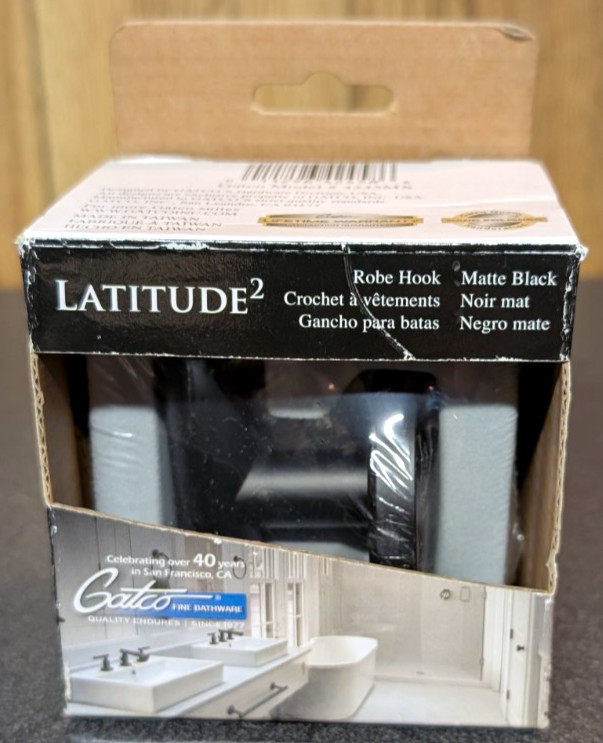 Gatco 4245MX Latitude II Single Robe Hook in Matte Black~Open Box~ Free Shipping