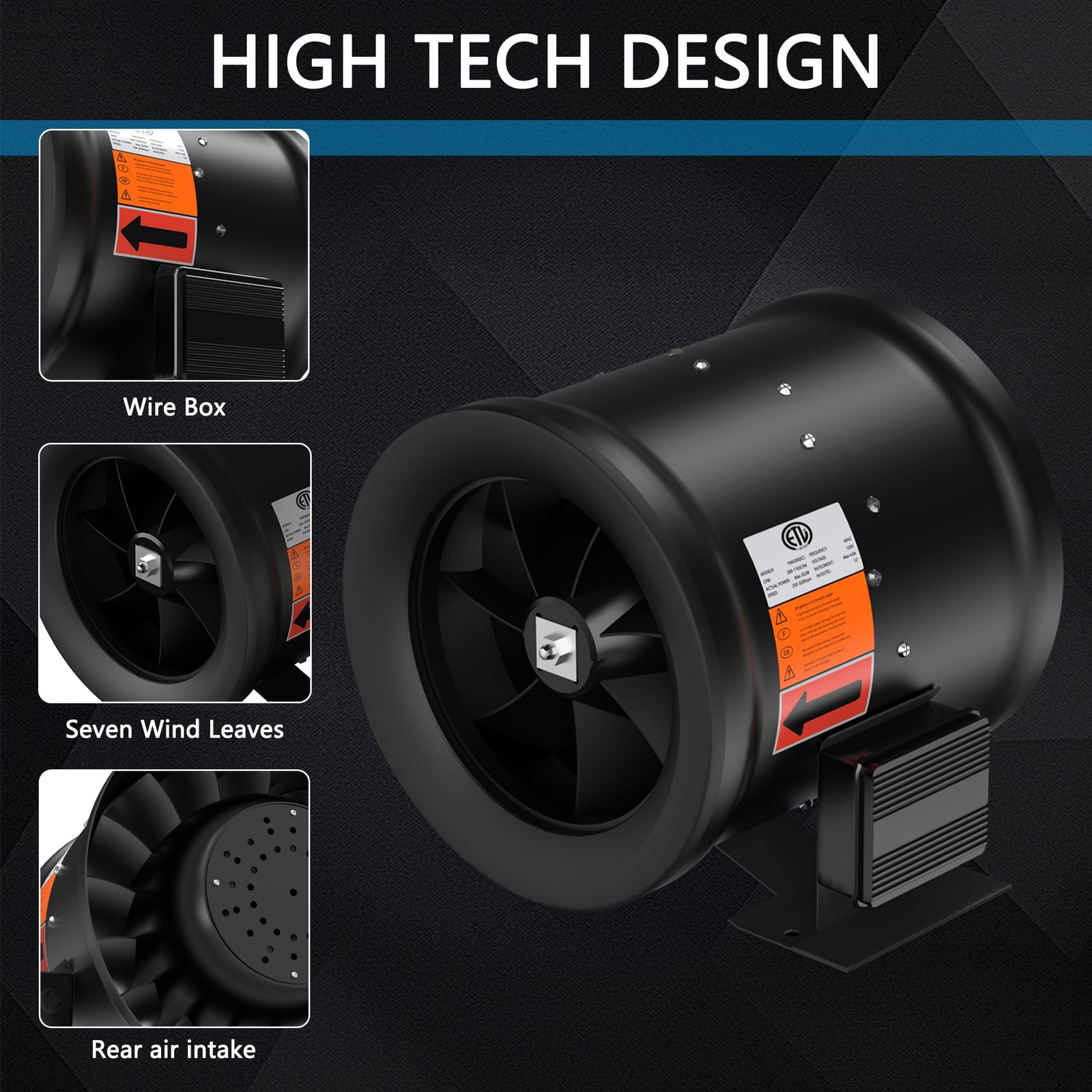 12 Inch Inline Duct Fan,1900 CFM Inline Fan Duct Fan Constant Speed – Ventila…