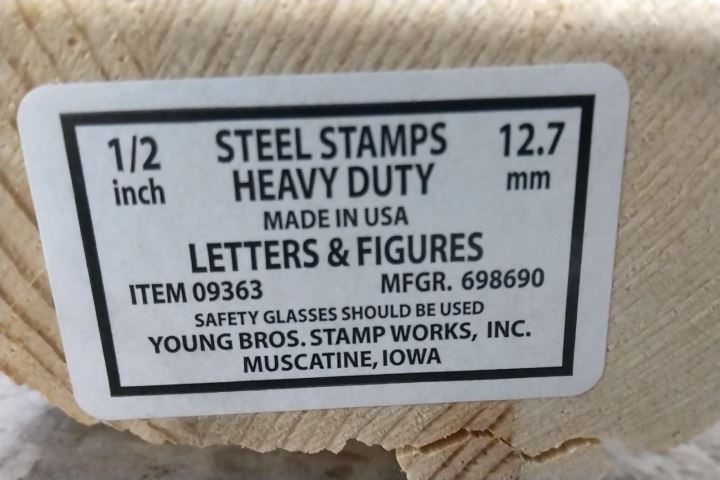Young Bros. Stamp Works 09363 3-3/4 In Shank Length Heavy Duty Letter/Number Set