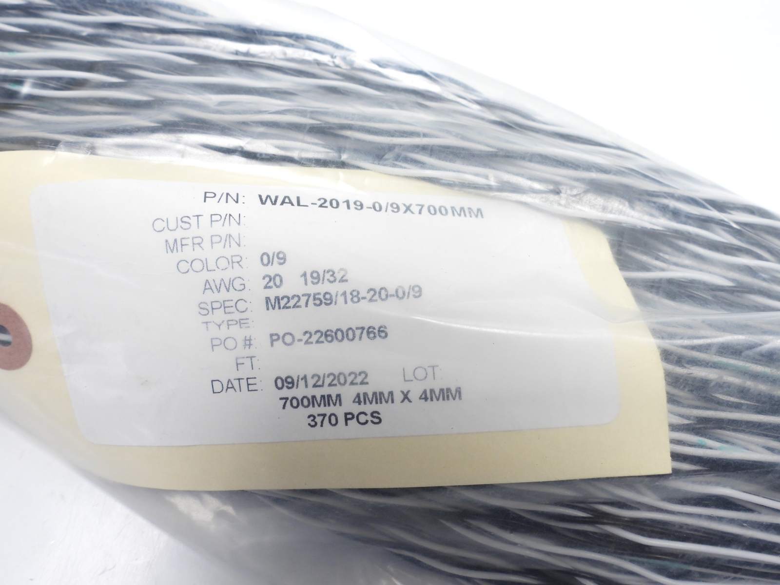 370pcs Mil-Spec Wire M22759 18-20-0/9 Wire 20 AWG 19/32, 2-Conductor Black/White
