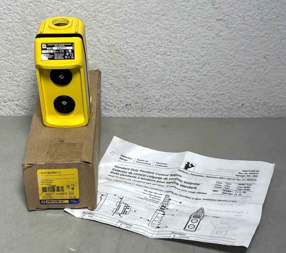 Square D 9001BW90YU Standard Duty Pendant Control Station-Missing Strain-Relief