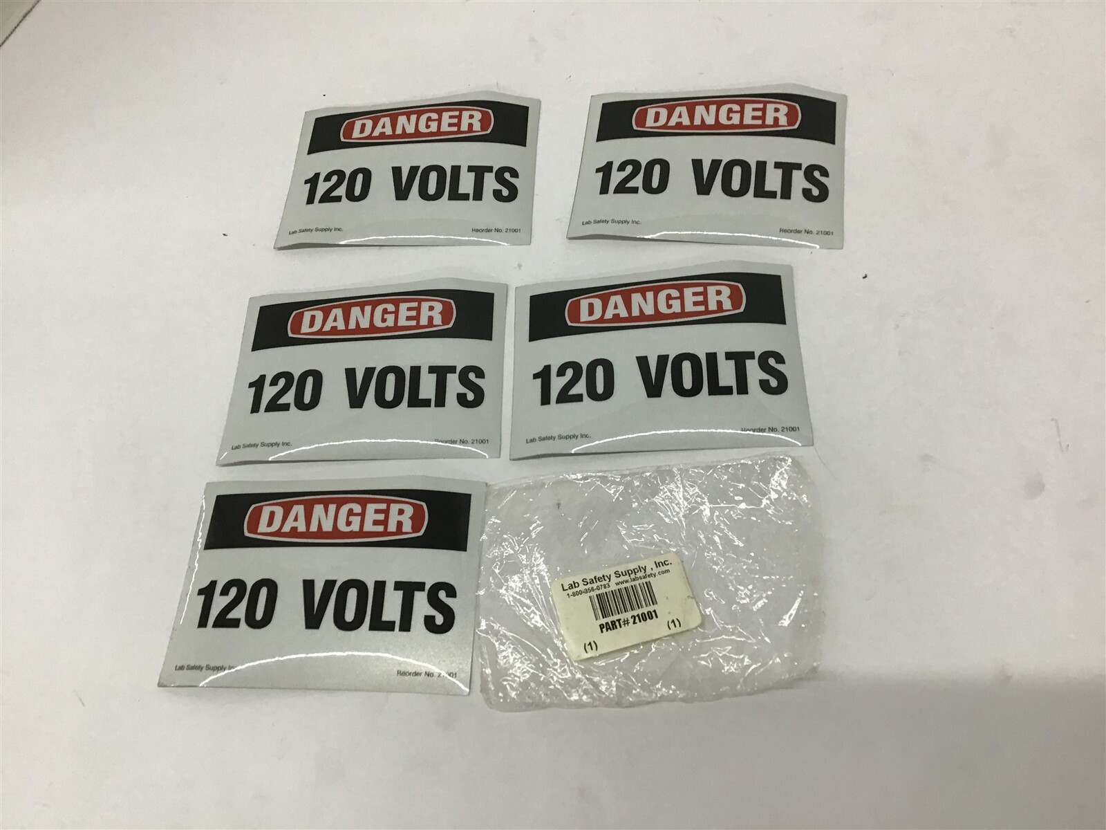 Lab Safety Supply 21001 Danger 120 Volt Sticker 3 1/2″ by 5″ Lot Of 5