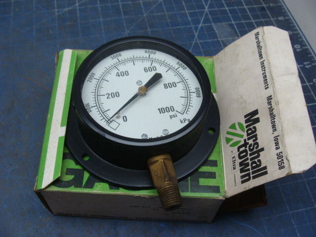 MARSHALLTOWN G10360 PRESSURE GAUGE 3-1/2″ FACE 0-1000 PSI / 0-6700 KPa