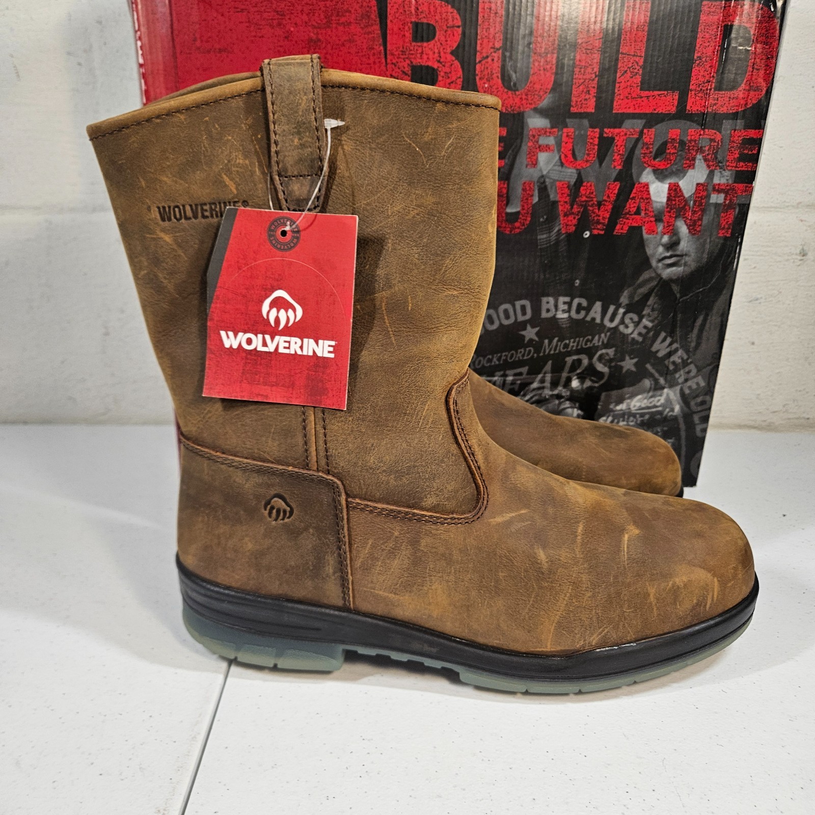 Wolverine Men’s Steel Toe W03258 DuraShocks Wellington Stone 12 M New