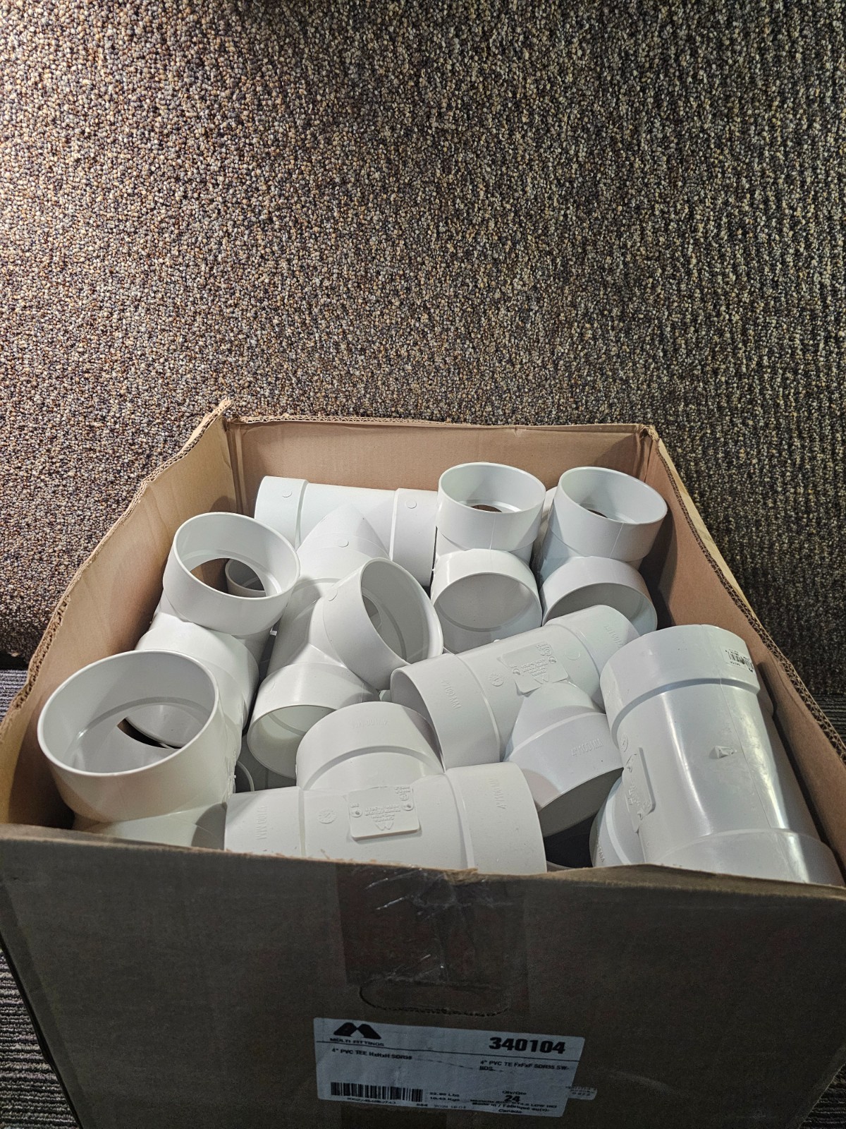 (QTY 24) Multi-Fittings 340104 4″x4″x4″ All Hub Connection Sewer SDR 35 PVC Tee