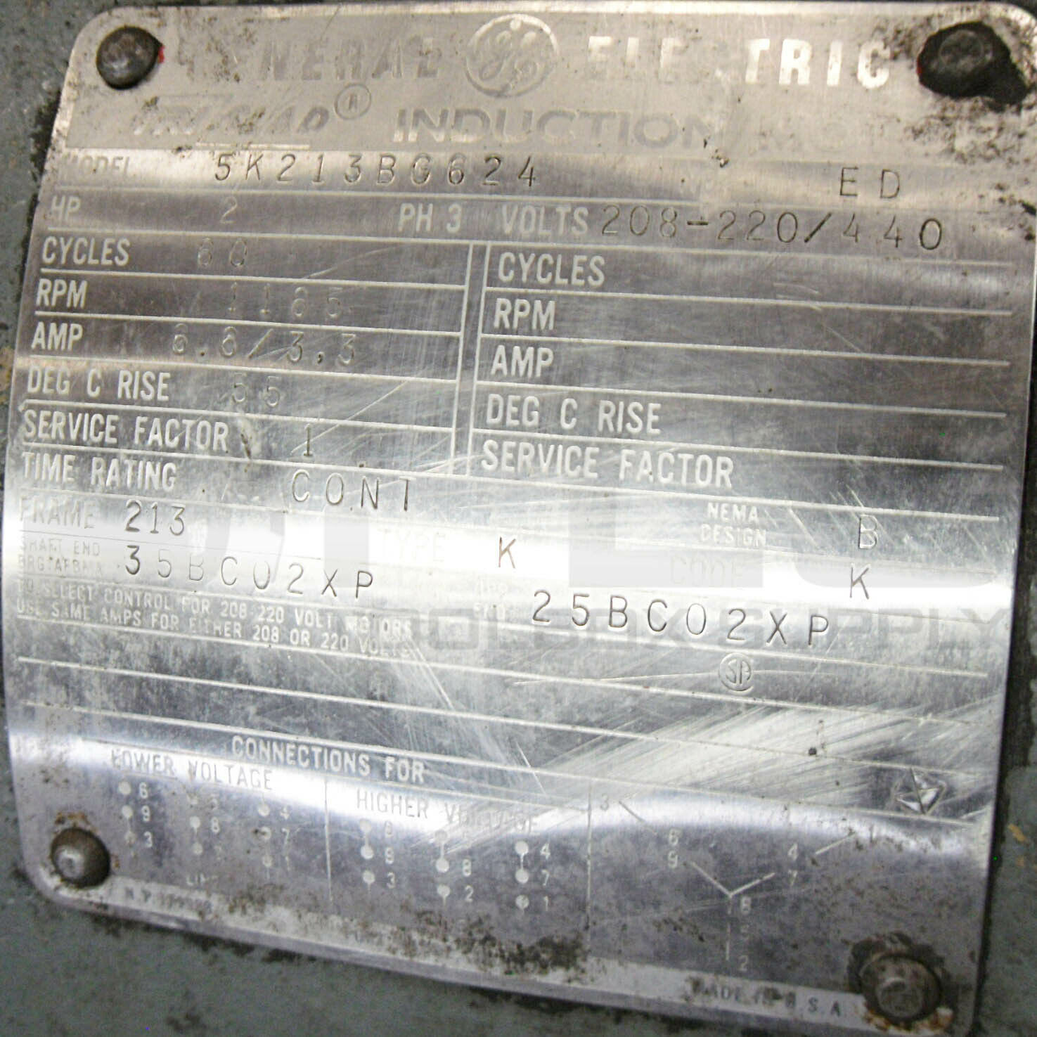GE GENERAL ELECTRIC 5K213BG624 MOTOR, 2HP 1165RPM w/ ROBBINS MYERS FS 67 C PUMP