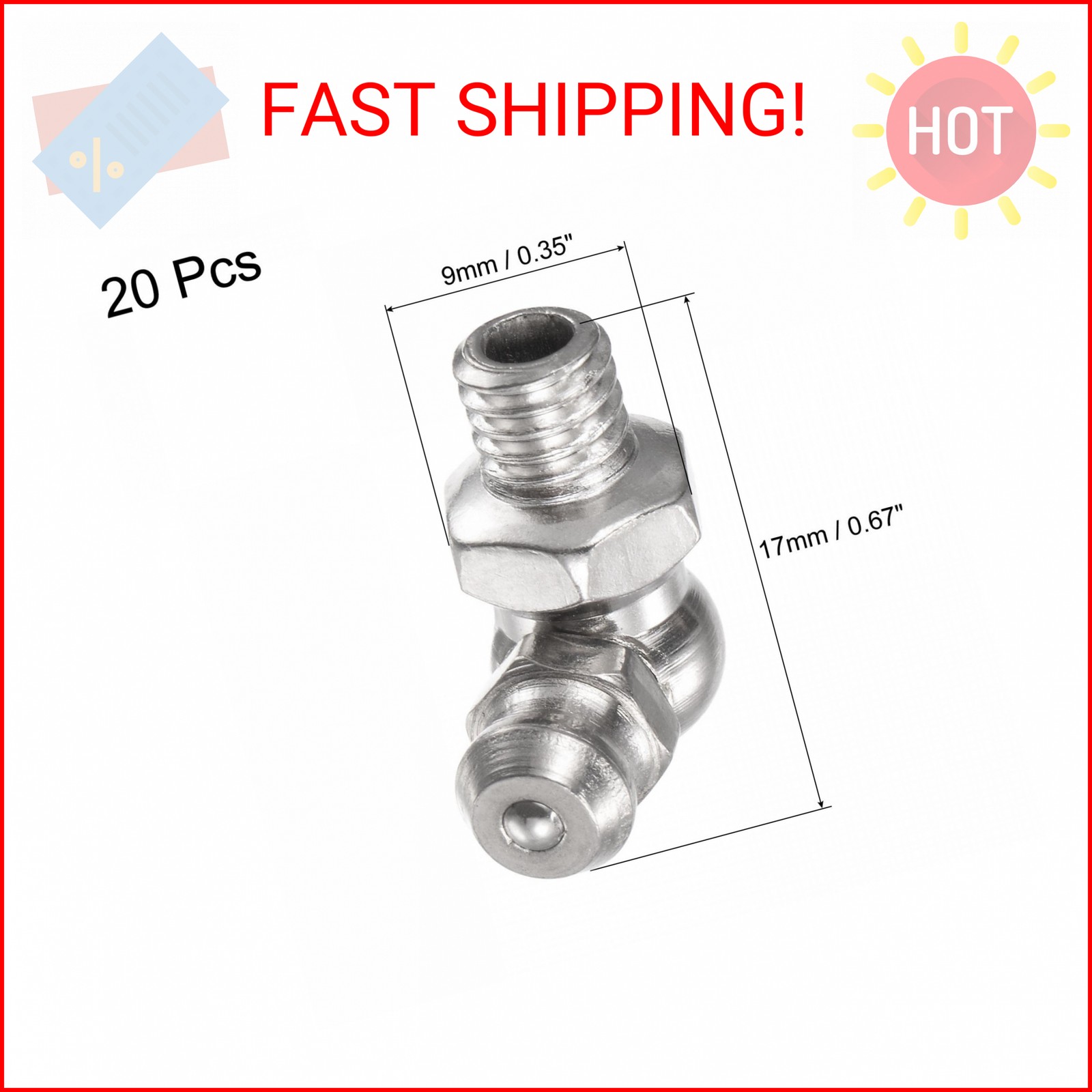 uxcell Nickel-Plated Iron 90 Degree Grease Fitting M6 x 1mm Thread Hydraulic Gre