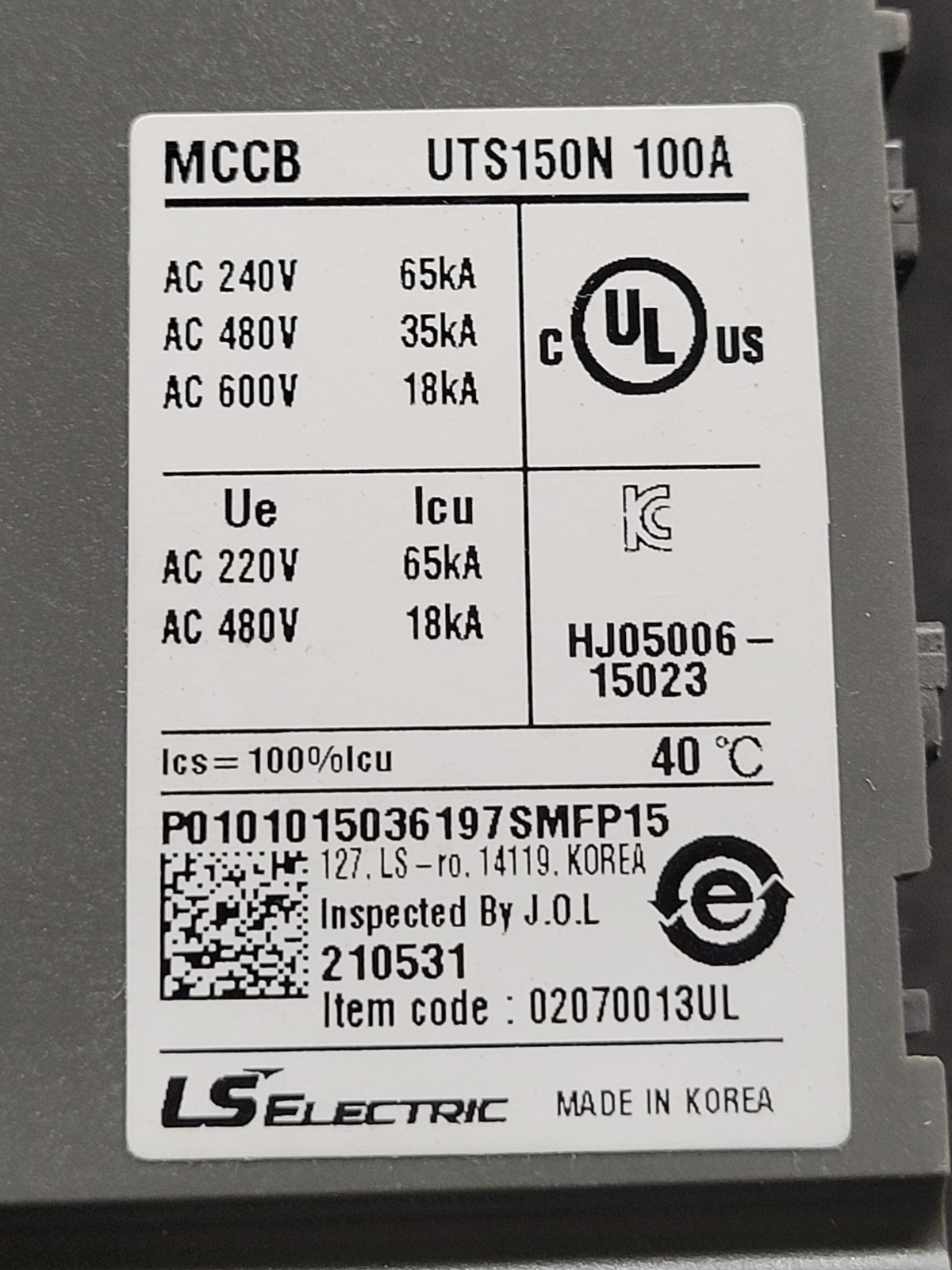 LS Electric #UTS150N Circuit Breaker.