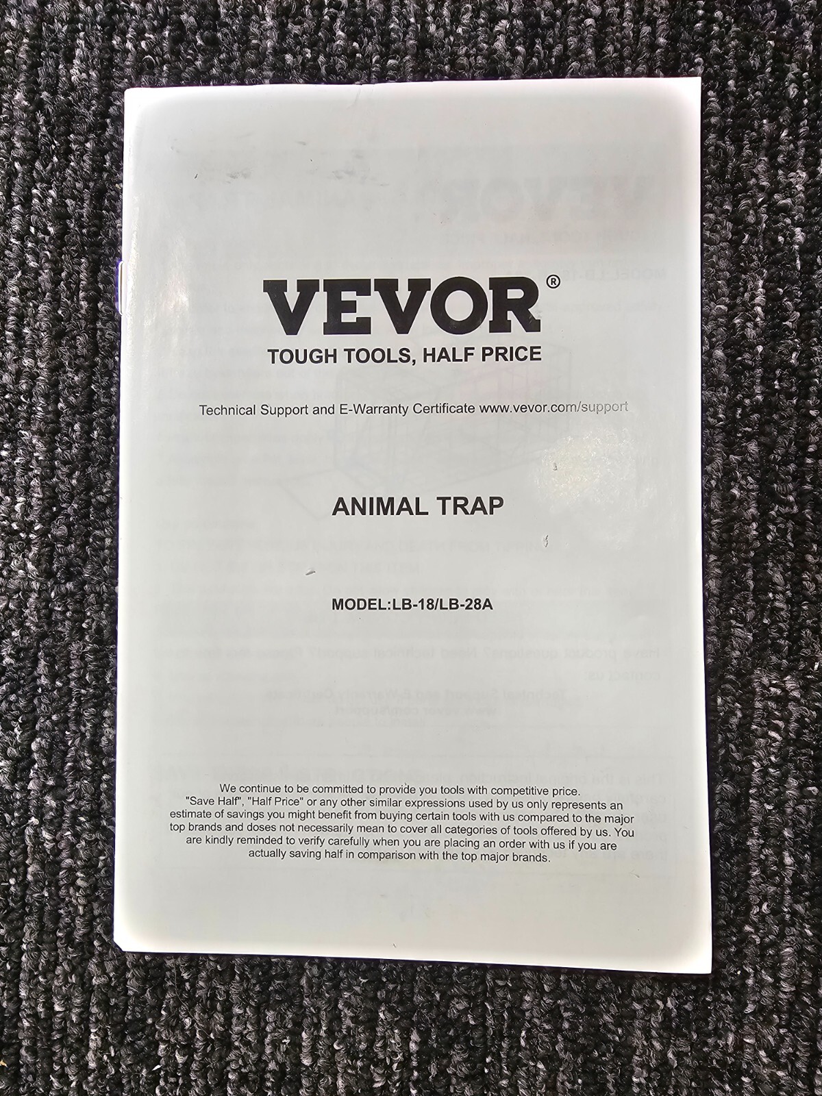 VEVOR LB-18 Live Animal Cage Trap, 24″ x 8″ x 8″ Humane Cat Trap Galvanized Iron
