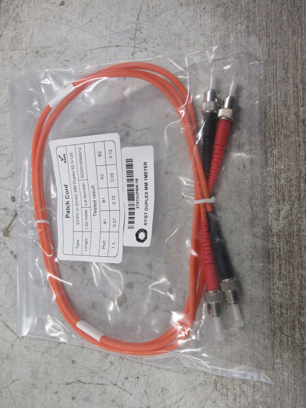Lynn Electronics Fiber Optic Patch Cord STSTDUPMM-1M ST/PC To ST/PC New Surplus
