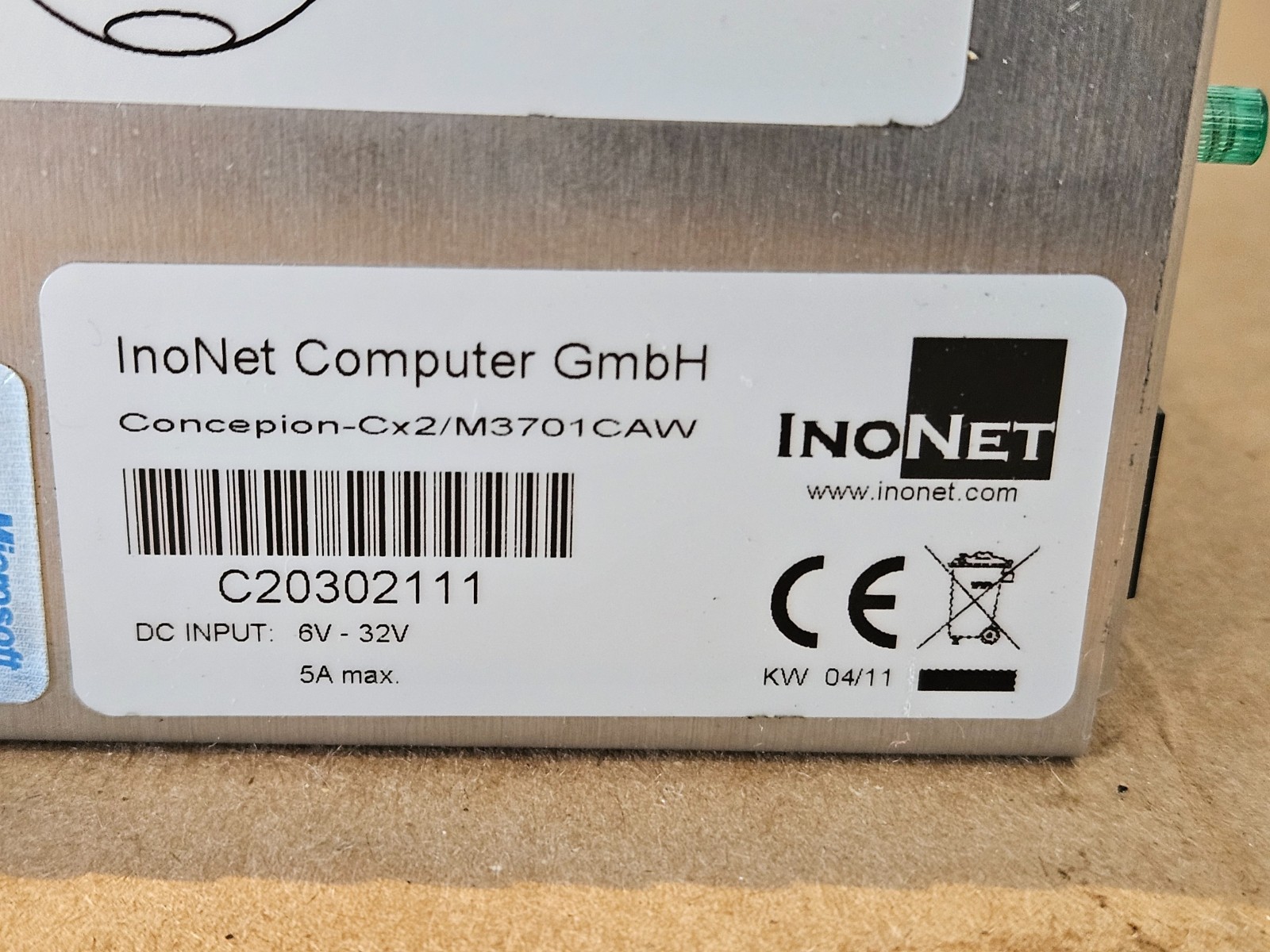 InoNet Concepion-Cx2 M3701CAW Industrial PC 6–32V DC Windows XP Pro Embedded