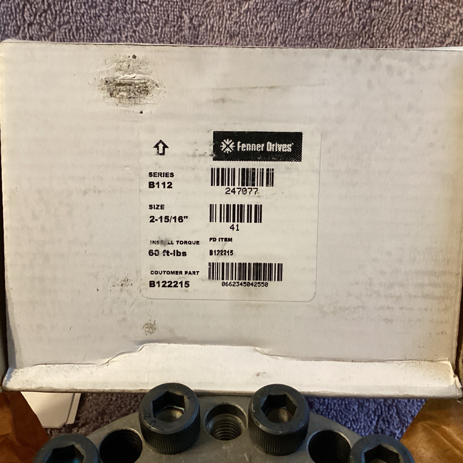 FENNER DRIVES…B122215…2-15/16”..series B112…Keyless Bushing…NEW
