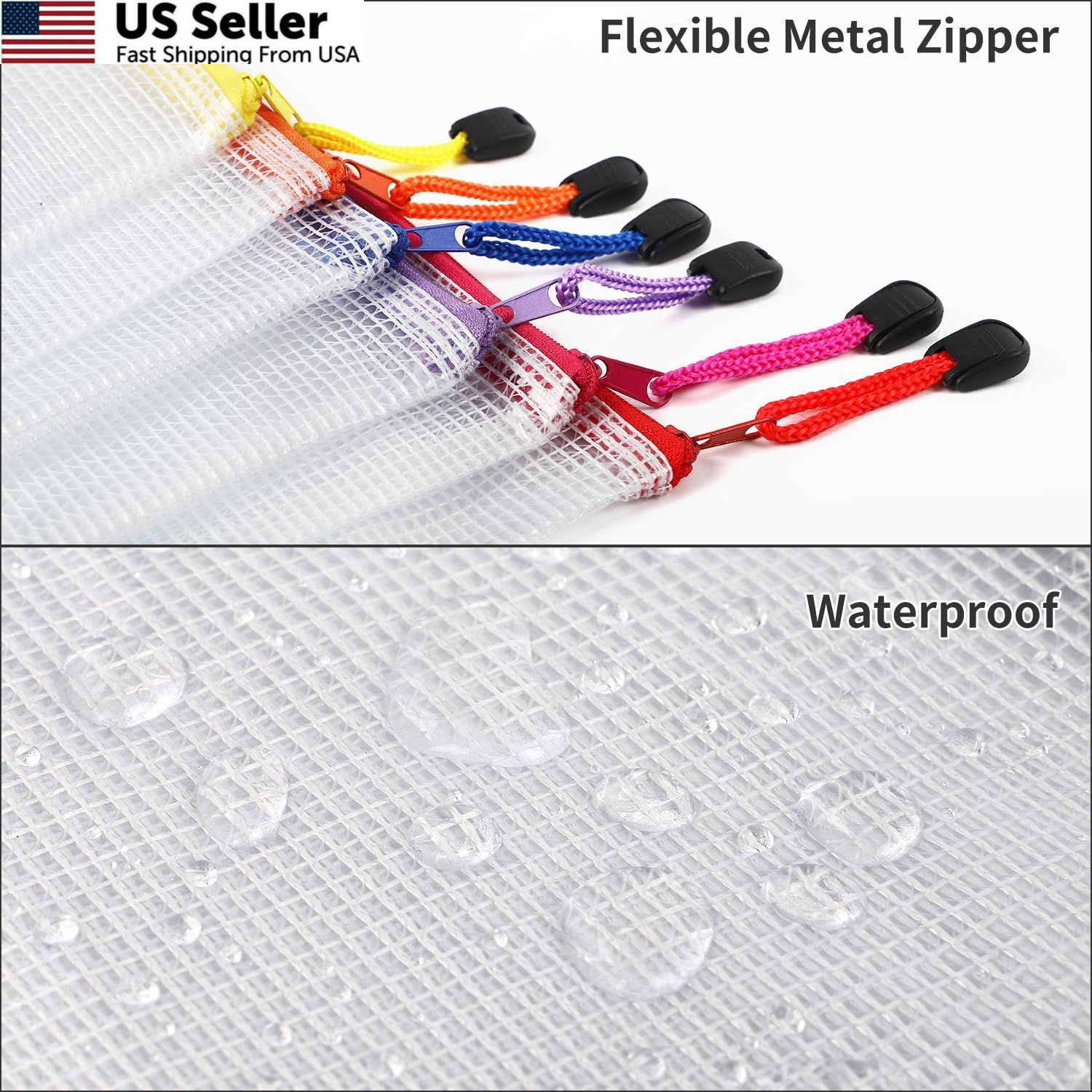 EOOUT 30pcs Mesh Zipper Pouch Bags, 8 Sizes Plastic Mutisize, B-8 Colors