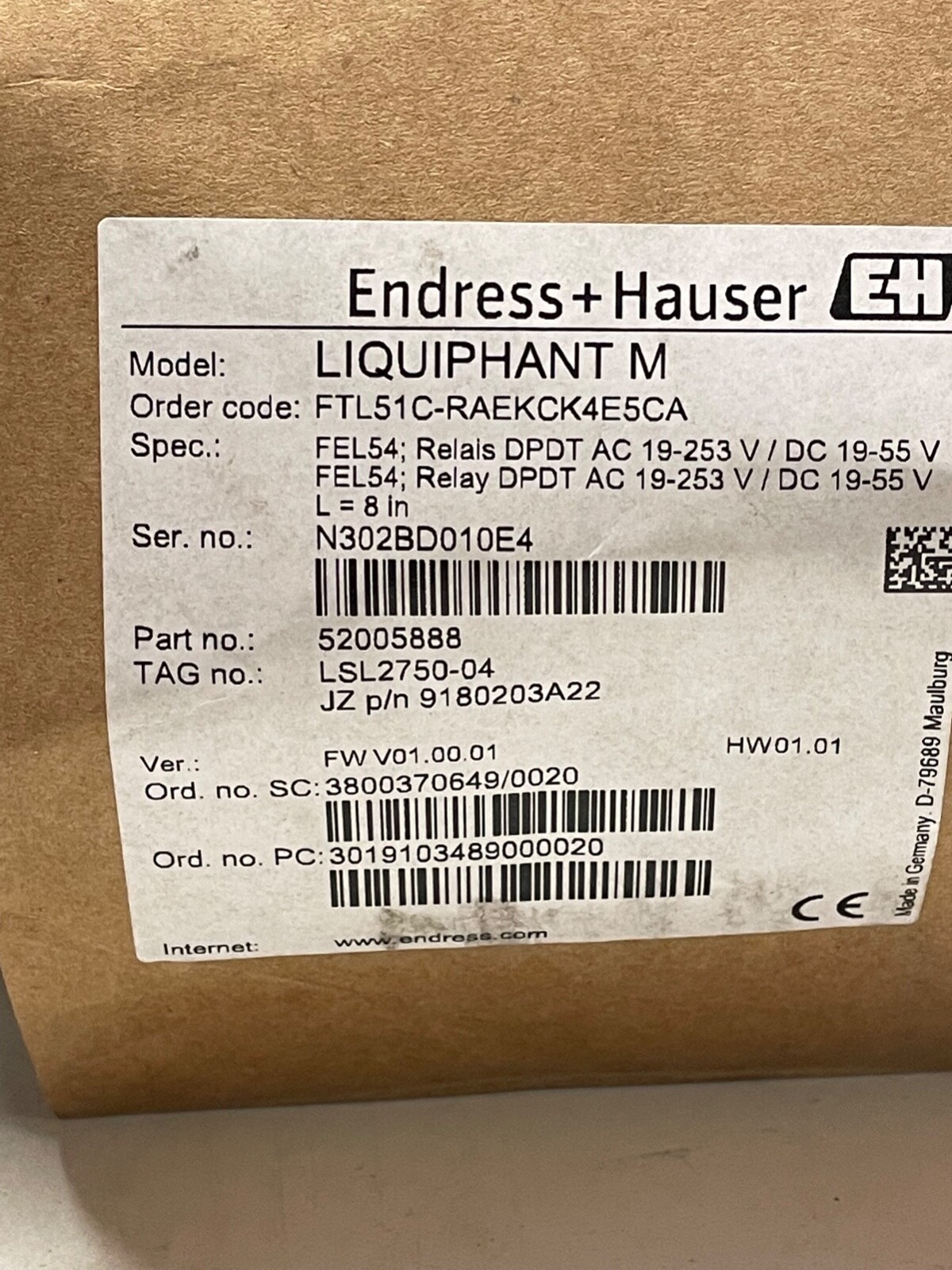 Endress + Hauser Liquiphant M FTL51C-RAEKCK4E5CA