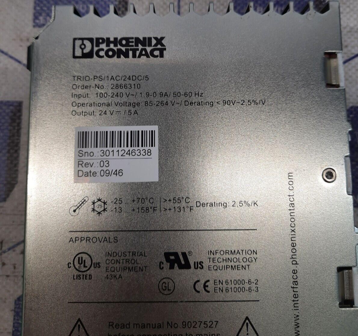 PHOENIX CONTACT TRIO-PS/1AC/24DC/5 – 2866310 POWER SUPPLY MODULE