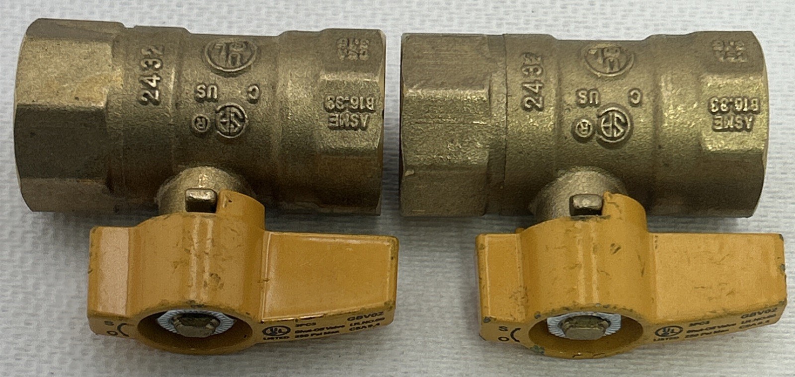 LOT OF 2, GBV02, SHUTT-OFF BRASS VALVE, LPG BALL VALVE 3/4 FNPT 175G