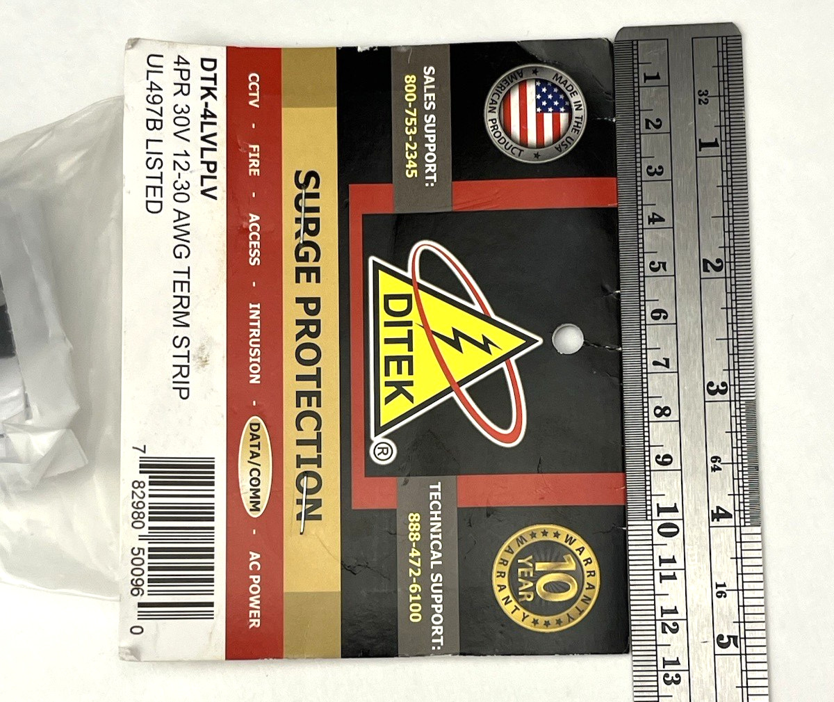 New Ditek DTK-4LVLPLV Surge Protector 4 Pair 30V 12-30 AWG Terminal Strip
