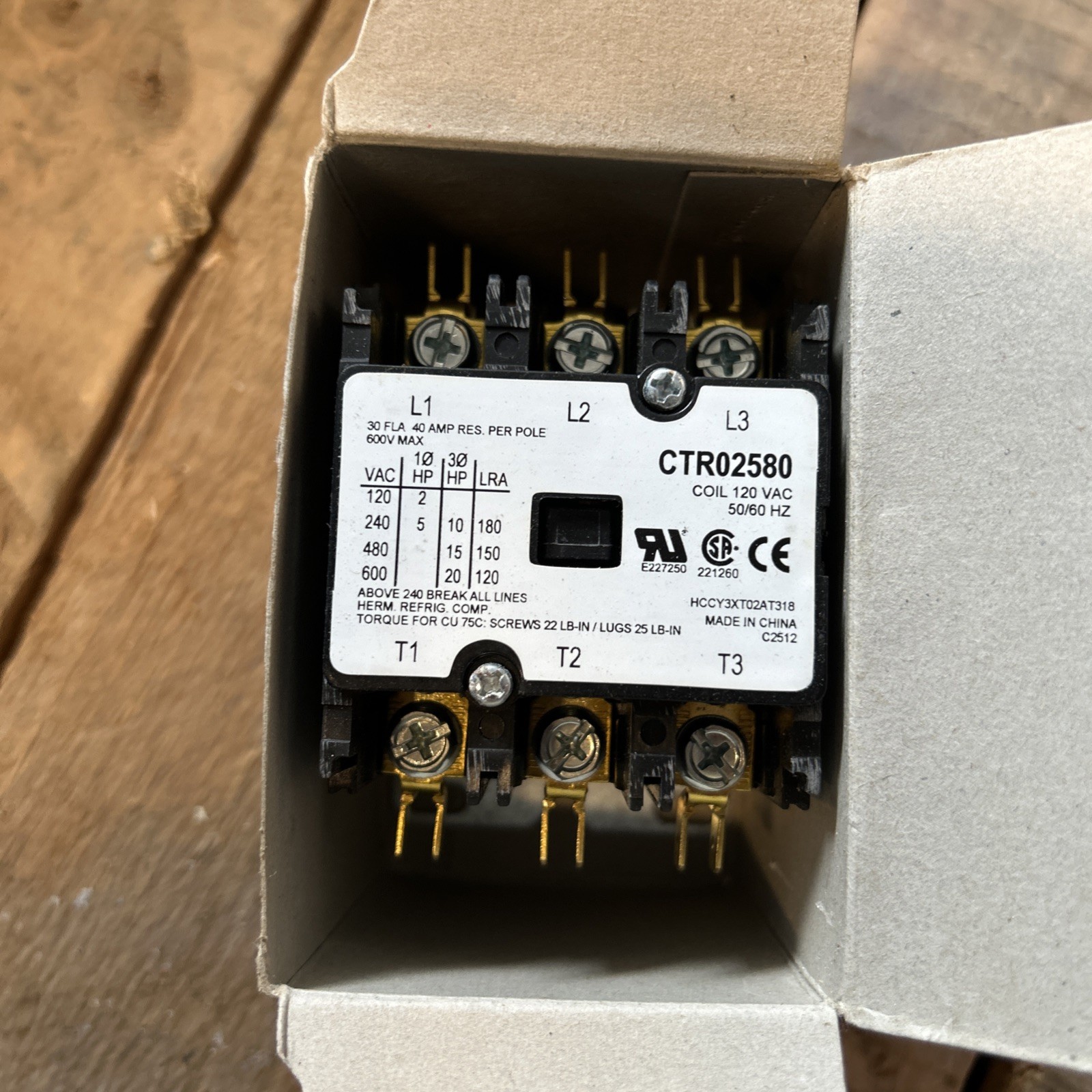 Service First CTR02580 Contactor 3P 30FLA 40AMP 120VAC 50/60HZ