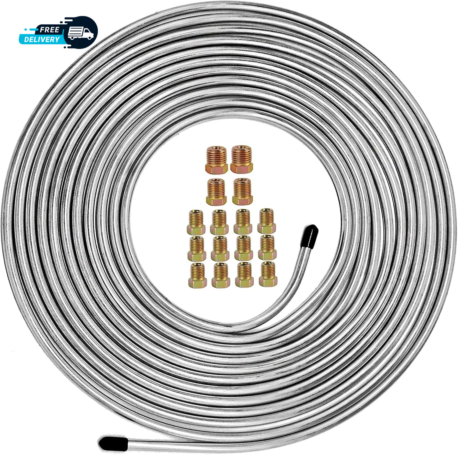 Brake Line Kit 25 Ft 1/4″ – Upgraded Zinc-Coated Flexible Brake Tubing Roll