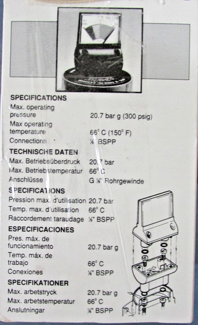 Wilkerson 60 601 0580 Differential Pressure Gauge Light Blue
