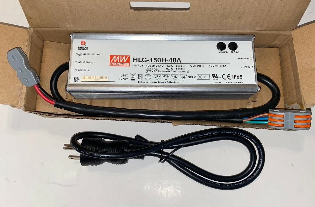 MeanWell HLG-150H-48A Dimmable Driver w/ power cord / wagos LED Quantum lm301b