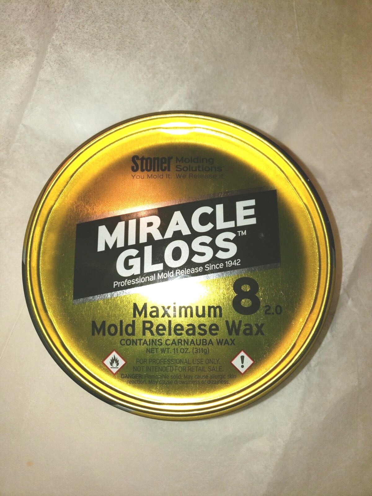 STONER WAX, FORMERLY MEGUIAR’S MIRROR GLAZE MAXIMUM 8 MOLD RELEASE WAX 11 oz.