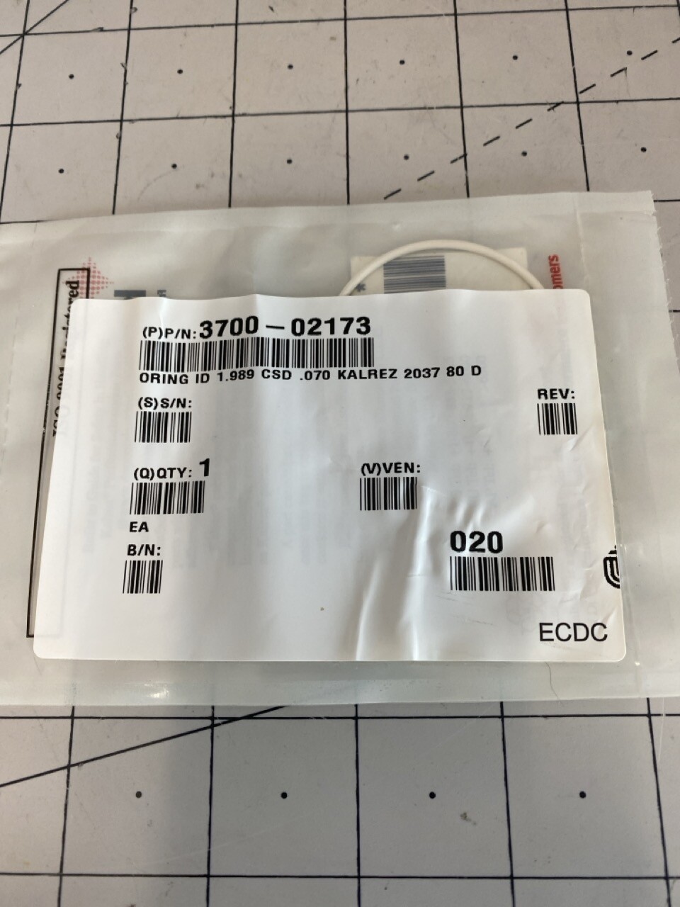 Kalrez O-RING K#033 COMPOUND 2037 PN: AS-568A Applied Materials/AMAT 3700-02173