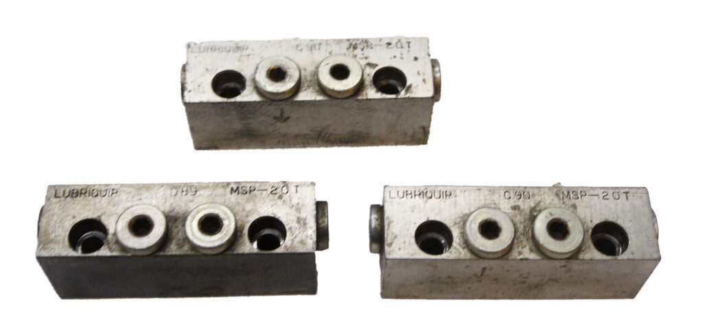 LOT OF 3 LUBRIQUIP MSP-20T DIVIDER VALVE