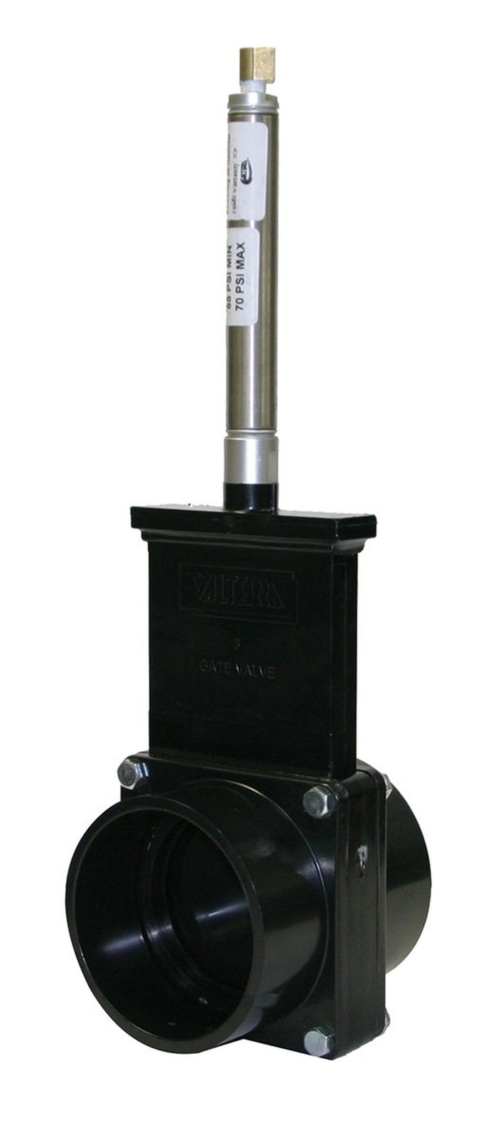 9301 ABS Gate Valve, Black, 3″ Slip, Metal Air Cylinder