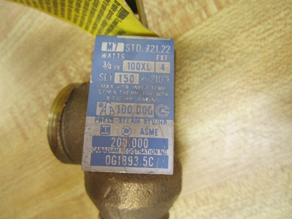 Watts Fluid Air 100XL Pressure Relief Valve 3/4″ Set 150