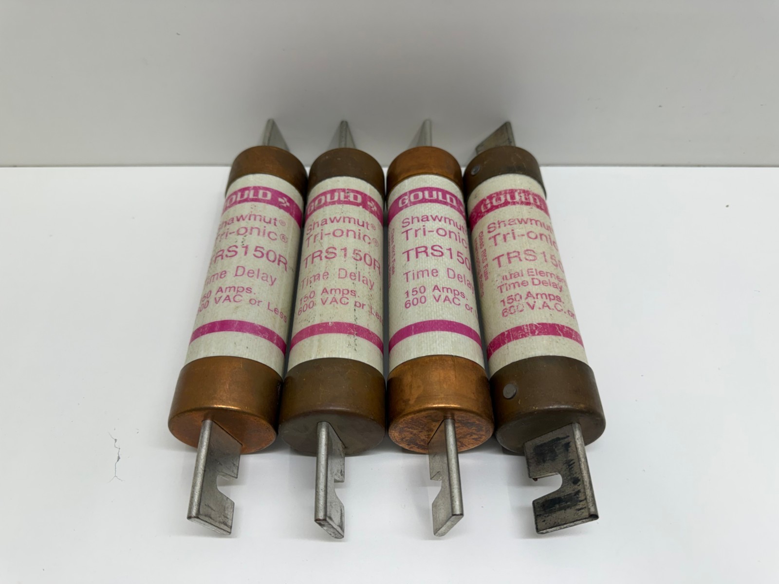 LOT OF (4) GOOD USED! GOULD 150A TIME-DELAY FUSES TRS150R