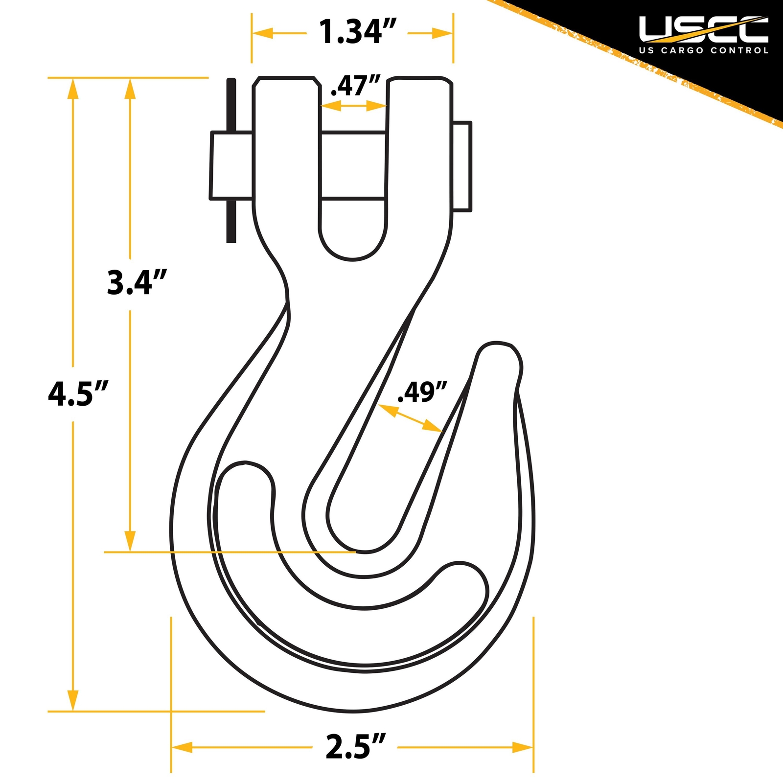 USCC 3/8″ G70 Clevis Grab Hook – Secure Load To A Truck Or Flatbed Trailer – 2PK
