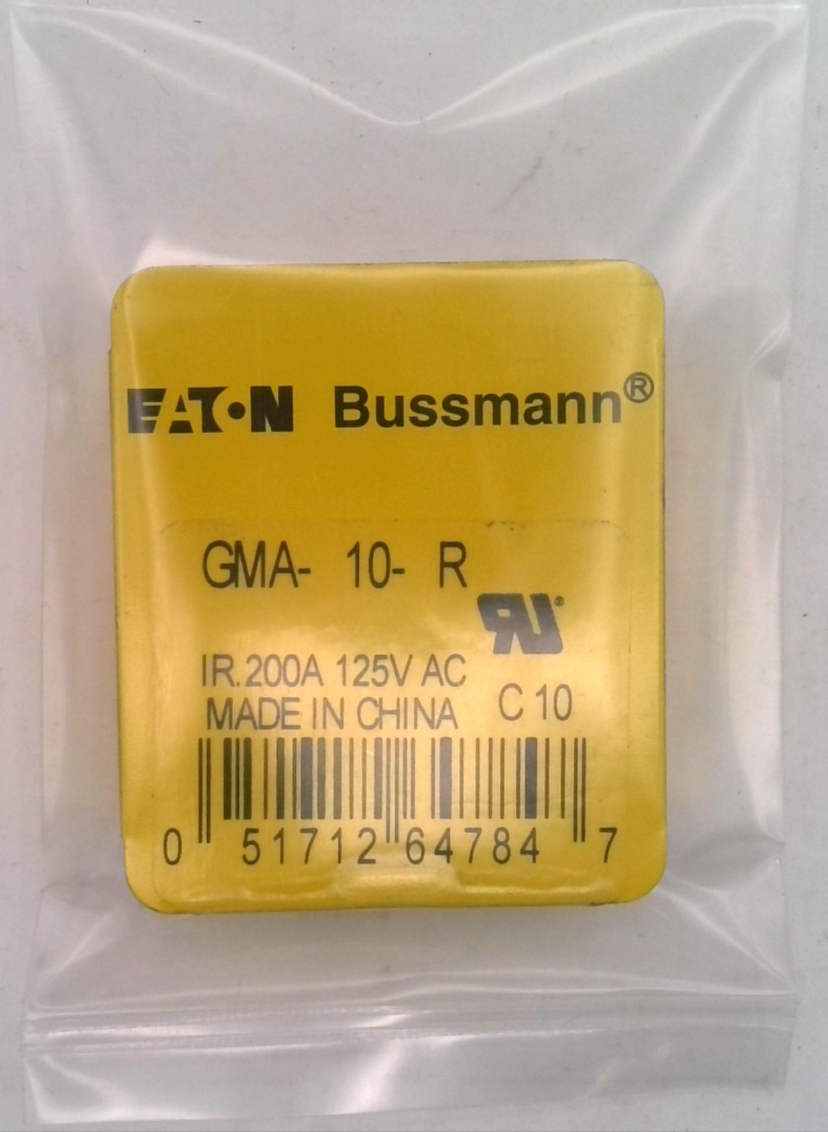 BUSSMANN GMA-10-R FUSE GLASS 10A 125VAC 5X20MM (LOT OF 4)