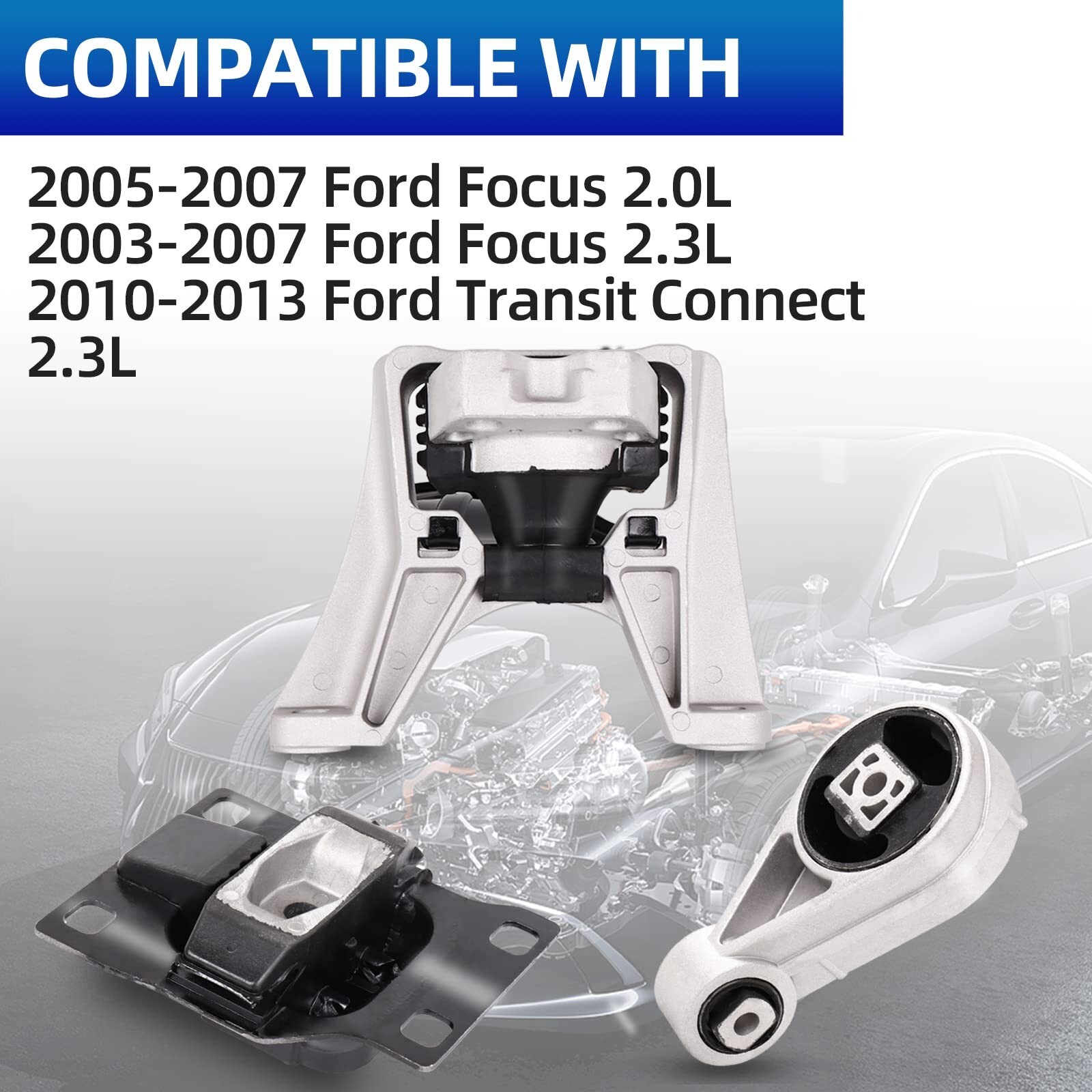 Engine Motor Mount Set 3pcs – Fits for 2005 2006 2007 Ford Focus 2.0L & 2003-…