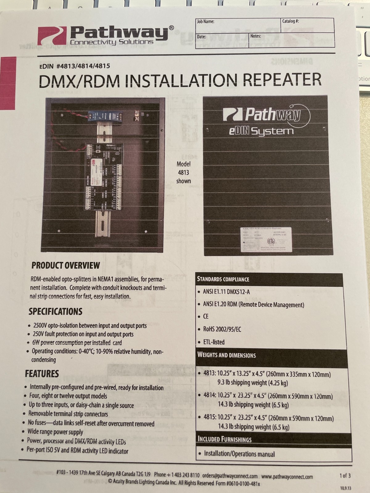 Pathway Connectivity 4 Way eDIN RDM Installation Repeater #4813