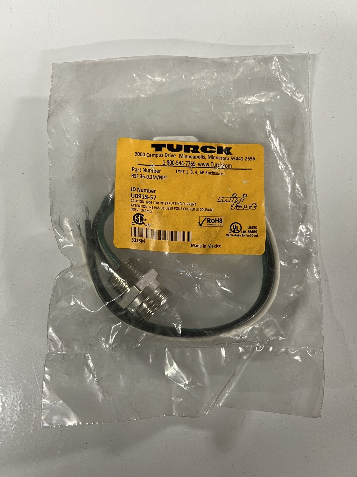 New turck bulkhead with 14 ga 120v wires ( Line, N, Ground )