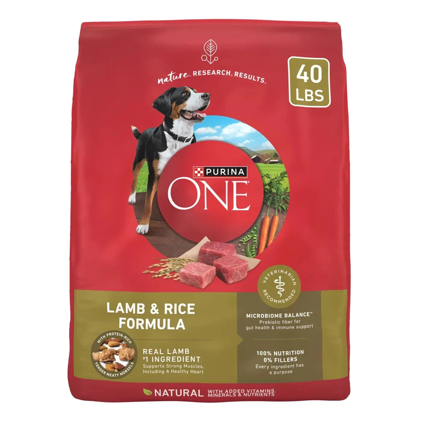 Purina ONE SmartBlend Natural Dry Dog Food – Lamb & Rice, 40 Lb bag