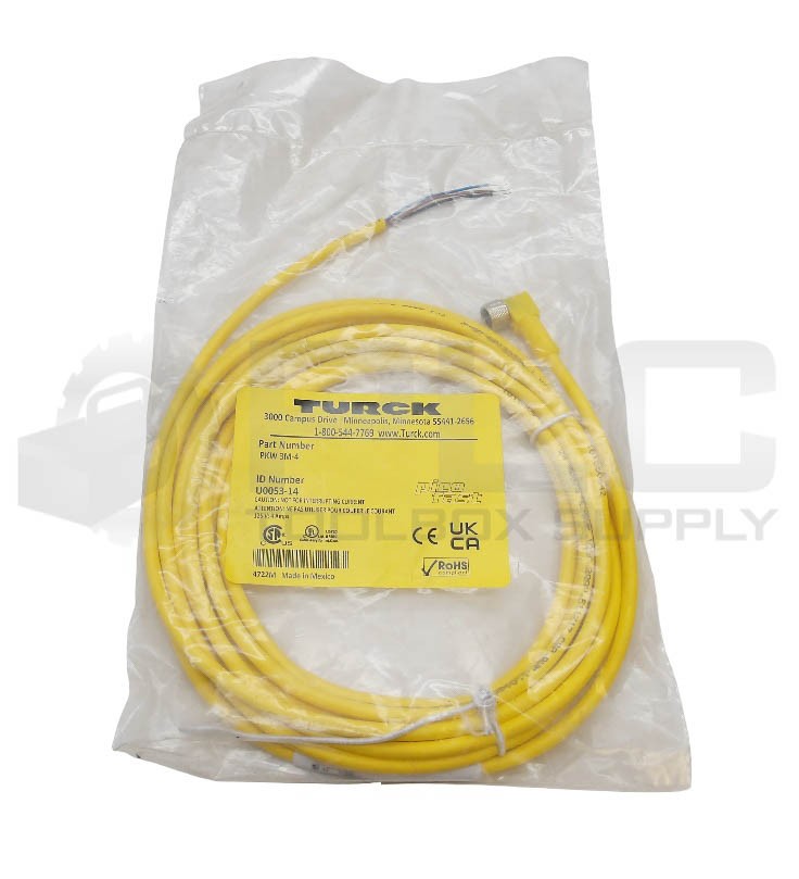 SEALED NEW TURCK PKW 3M-4 SINGLE ENDED CORDSET 4M U0053-14