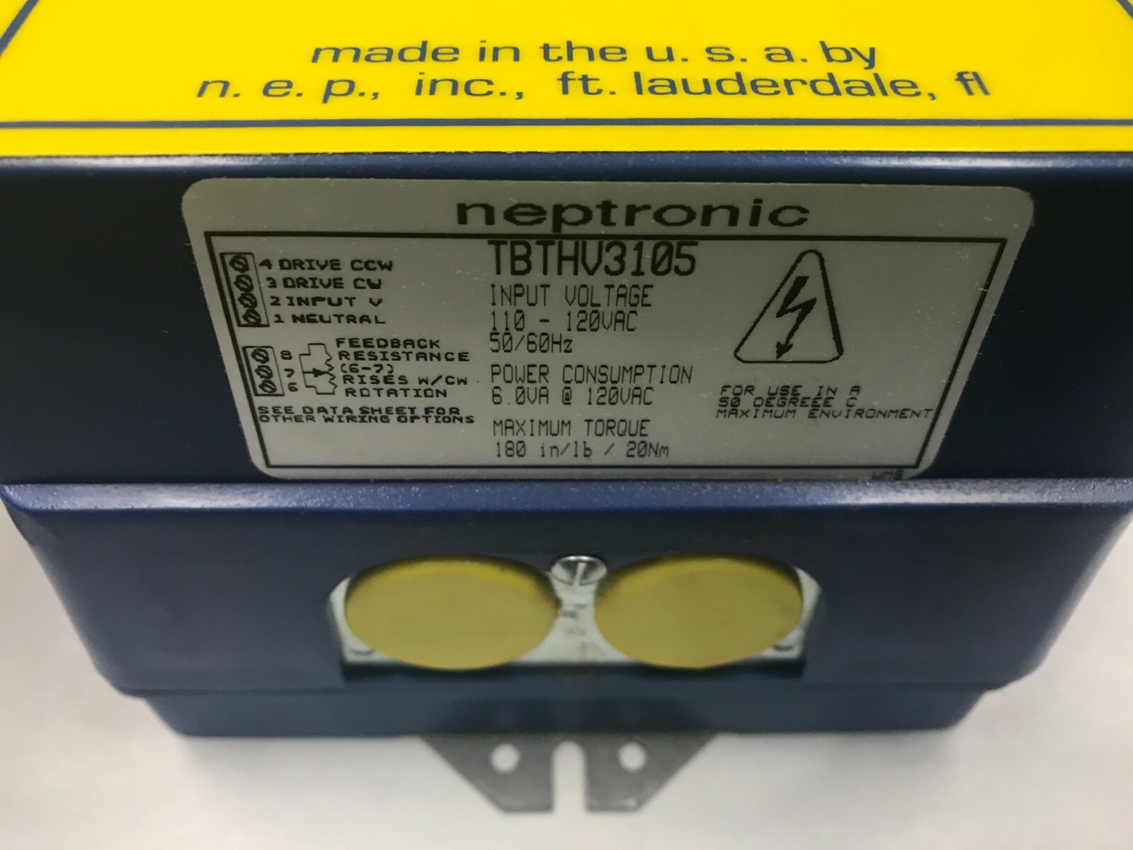 OLD STOCK NEPTRONIC TBTHV3105 ACTUATOR 110/120 VAC 50/60HZ MAX TORQUE 180 IN/LB