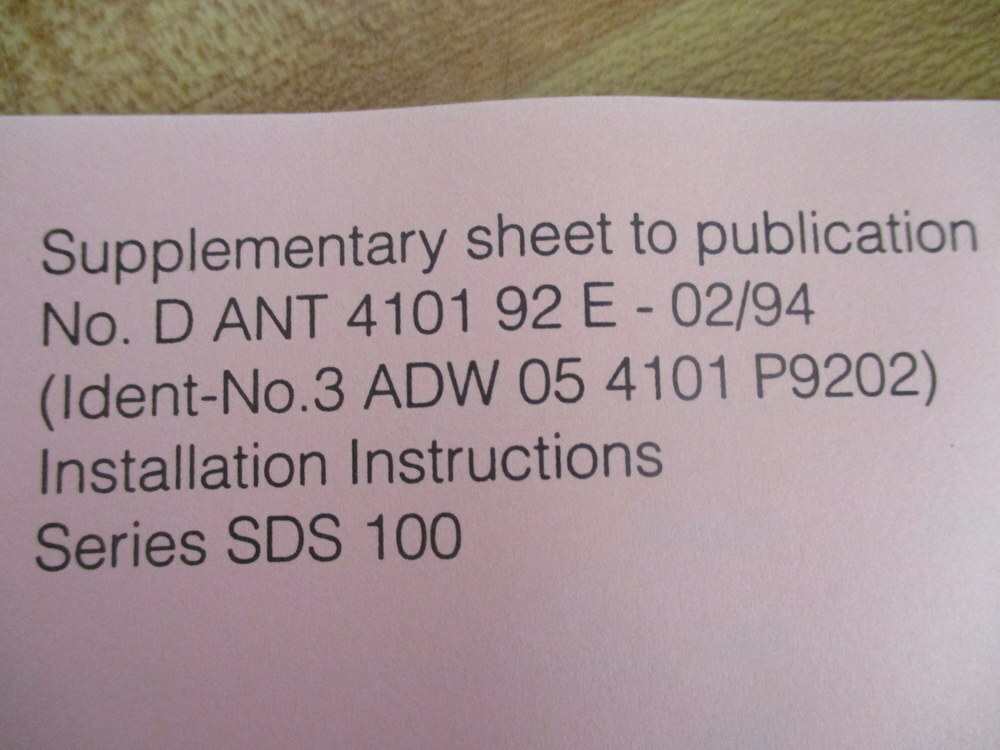 ABB D-ANT-4101-92 Series SDS 100 Installation Instructions In German DANT410192