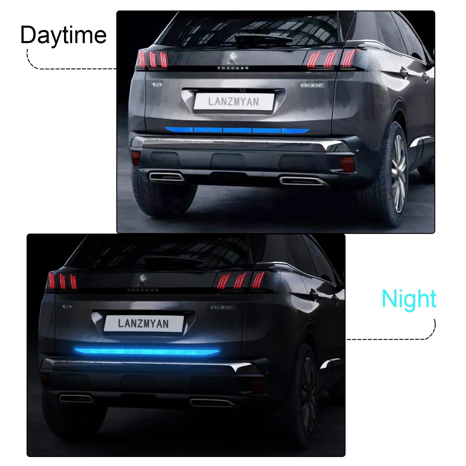 Car Rear Bumper Cover Guard Reflective Sticker Anti-Scratch Trunk Protector